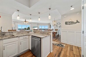 Fridge, microwave, oven, stovetop - BEACHFRONT RESORT, CORNER UNIT, FAMILY FRIENDLY, PRIVATE (Orange Beach)