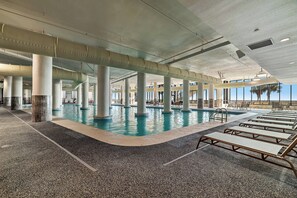 Indoor pool - BEACHFRONT LUXURY, INDOOR/OUTDOOR POOL AND SAUNA, FAMILY FRIENDLY (Orange Beach)