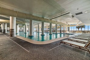 Indoor pool, a heated pool - BEACHFRONT LUXURY, INDOOR/OUTDOOR POOL AND SAUNA, FAMILY FRIENDLY (Orange Beach)