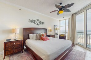 3 bedrooms, iron/ironing board, Internet, bed sheets - Gulf-front snowbird-friendly condo with pools, tennis, hot tub, balcony, gym, AC (Perdido Key)