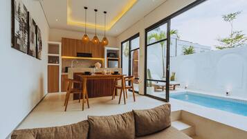 Villa | Living area | 43-inch Smart TV with digital channels