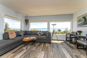 TV connectée, cheminée, livres