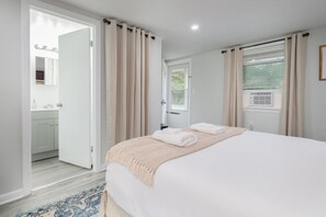 1 bedroom, desk, iron/ironing board, travel cot