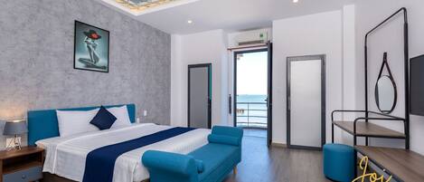 Panoramic Double Room, Balcony, Beach View | Desk, iron/ironing board, free WiFi, bed sheets