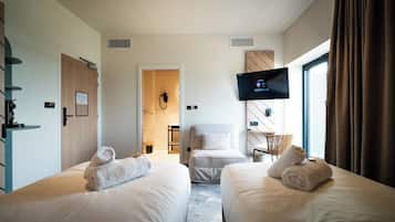1 habitación, cortinas blackout, insonorización y wifi gratis
