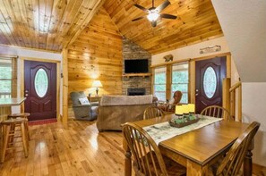 Smart TV, fireplace, DVD player, video library