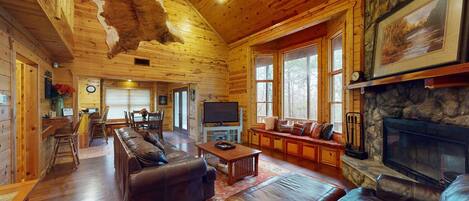 Fernseher, Kamin, DVD-Player