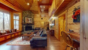 テレビ、暖炉、DVD プレーヤー