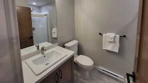 Hair dryer, towels, toilet paper