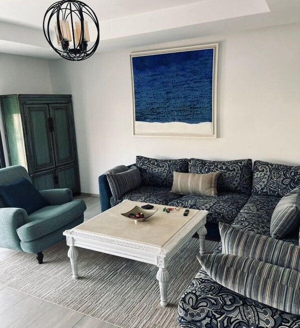 Living area - Blue Hope Duplex sea and mountain view (Taghazout)