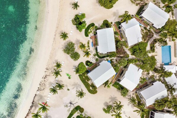 On the beach, sun-loungers, beach towels