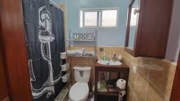 Secador de pelo, toallas, jabón y papel higiénico