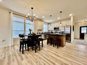 Fridge, coffee/tea maker, cookware/dishes/utensils - Beautiful NEW Ranch Home with a large deck & games (West Chester Township)