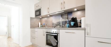 Fridge, microwave, oven, dishwasher