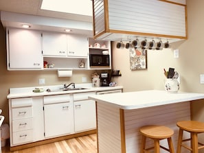 Fridge, microwave, oven, dishwasher