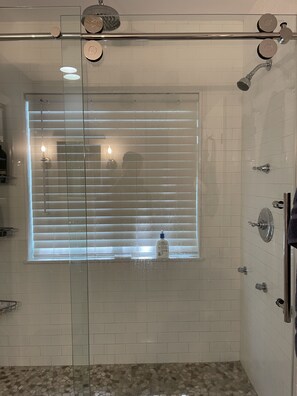 Shower, soap, toilet paper