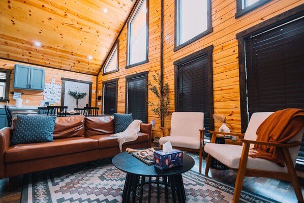 Una Smart TV, una chimenea, libros