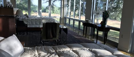 1 bedroom, desk, iron/ironing board, bed sheets