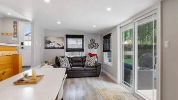 Älytelevisio, takka, kirjoja