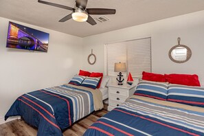 5 bedrooms, desk, iron/ironing board, travel cot
