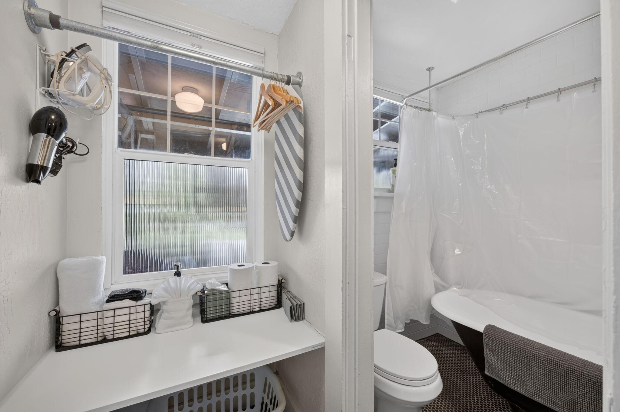 Hair dryer, towels