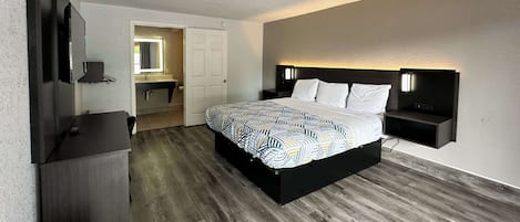 Desk, laptop workspace, blackout drapes, free WiFi