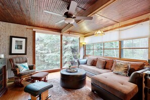 TV - Rustic chic retreat set back among the trees with furnished deck (Brookdale)