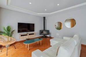 Televisión y chimenea 