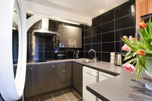 Fridge, microwave, stovetop, dishwasher