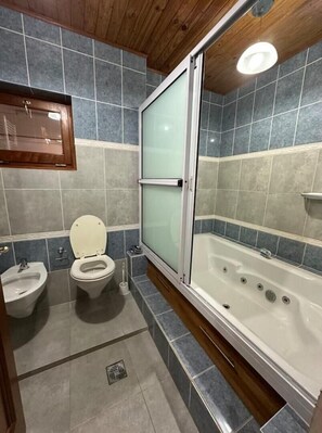Bidet, serviettes fournies, papier toilette