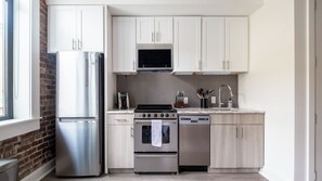 Fridge, dining tables