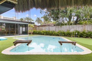 Outdoor pool, a heated pool - Island Breeze-Steps to Private Beach-Pool-Spa-6 Seater Golf Cart included!!! (Pompano Beach)