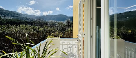 Superior-Apartment, Balkon, Gartenblick | Blick auf den Garten