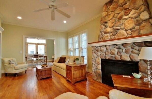 Fireplace, DVD player