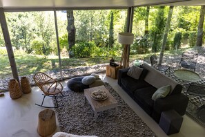 TV, fireplace, DVD player, books