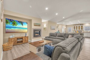 Smart TV, fireplace, DVD player, table football