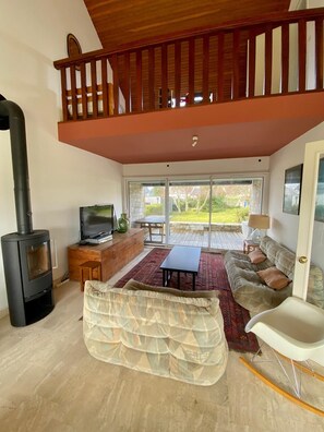 Smart TV, chimenea, reproductor de DVD y tenis de mesa 