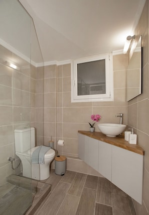 Studio Confort | Salle de bain | Douche, douche à « effet pluie », sÚche-cheveux, serviettes fournies