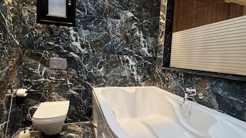 Rainfall showerhead, hair dryer, slippers, bidet