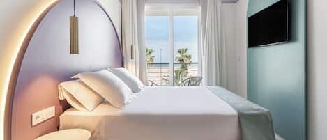 Chambre Double, vue mer | Couette en duvet d'oie, Wi-Fi gratuit, draps fournis