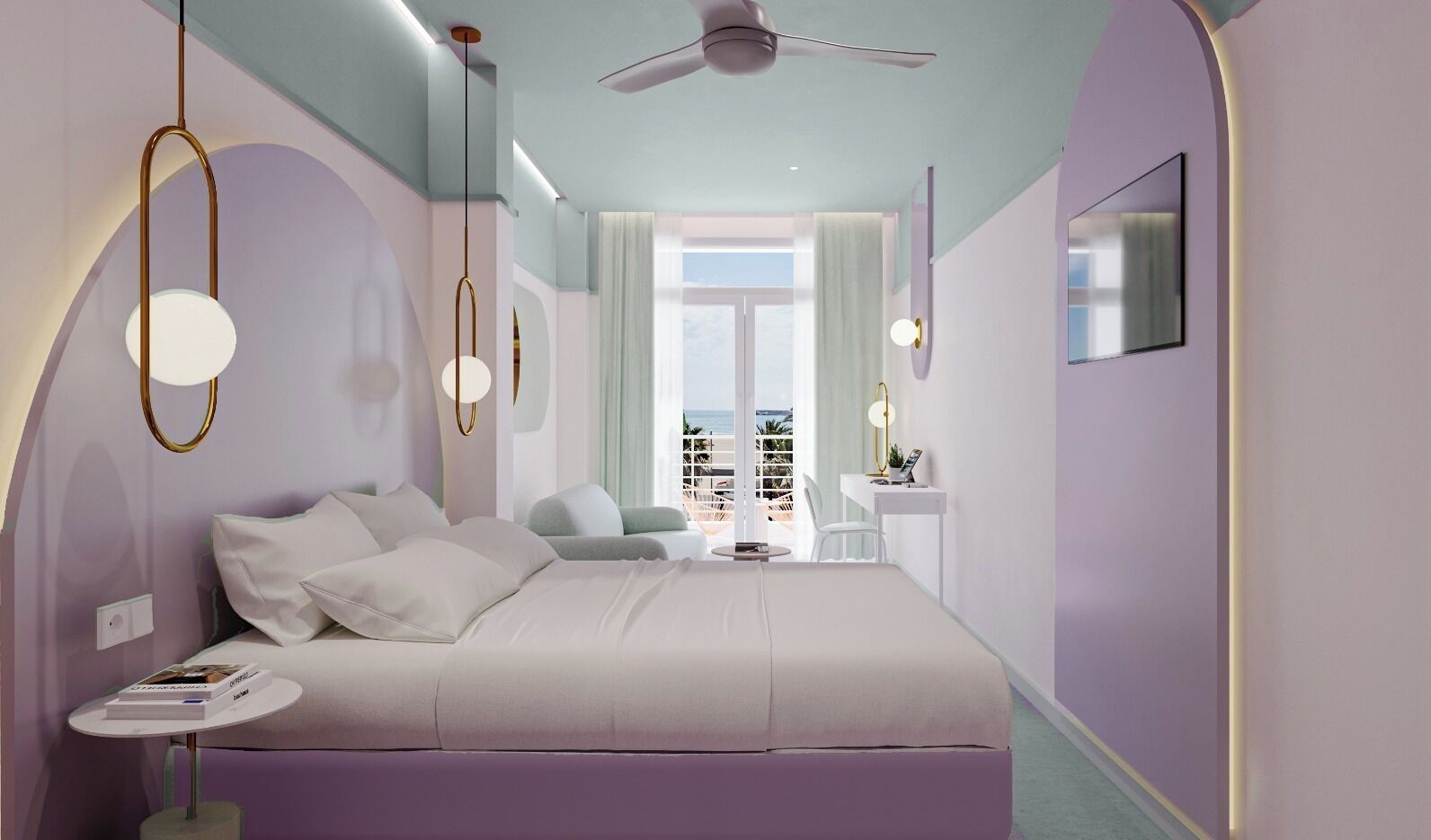 Double Room, Sea View | Down comforters, free WiFi, bed sheets