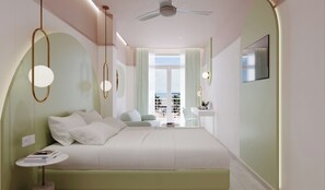 Superior Quadruple Room, 1 Queen Bed with Sofa bed, Sea View | Down comforters, free WiFi, bed sheets - BlueMalva (Valencia)