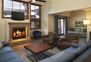 TV, fireplace, video games