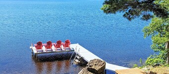 Waterfront sunsets and fires at Marble Point Cottage on Crowe Lake