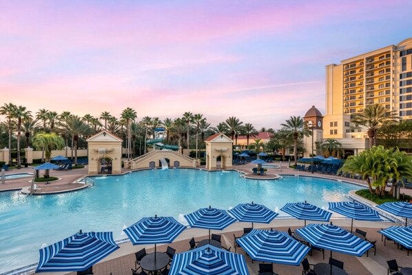 2 outdoor pools, a heated pool