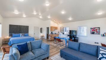 1 bedroom, desk, iron/ironing board, travel crib