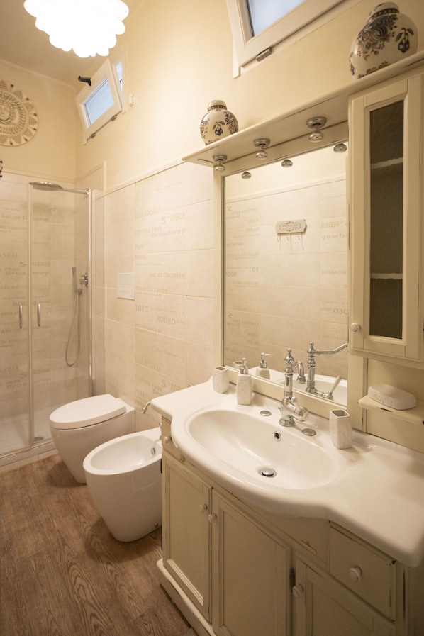 Deluxe Apartment | Bathroom | Shower, rainfall showerhead, free toiletries, hair dryer