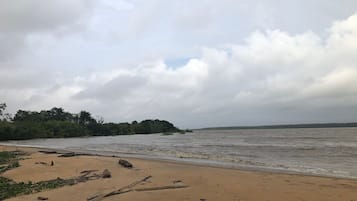 On the beach, white sand