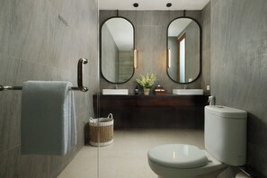 4 Bedroom Pool Villa | Bathroom | Free toiletries, hair dryer, bathrobes, slippers - Villa Ananya Seminyak by Nakula (Seminyak)