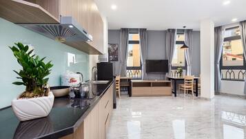 Leilighet – superior | 1 soverom, sengetøy i egyptisk bomull og sengetøy av topp kvalitet